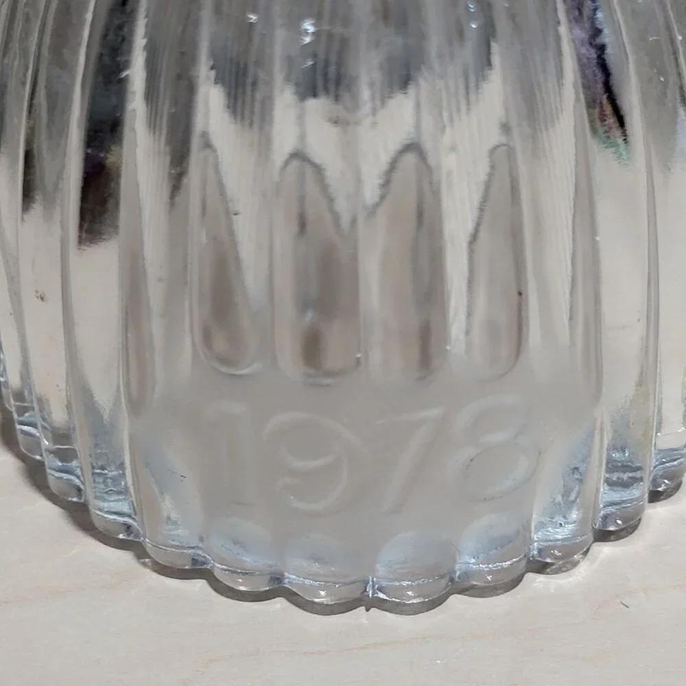 Vintage Ribbed Crystal Bell Frosted Glass Praying Child Figure 1978